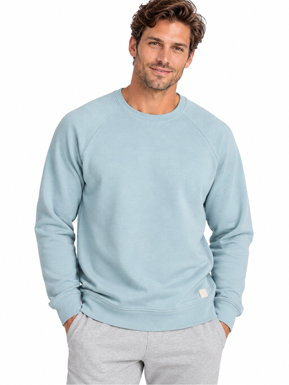 Softies Take 10 Men’s ULTRA Dream Crew Neck Sweater Size S Surf Blue NWT $99